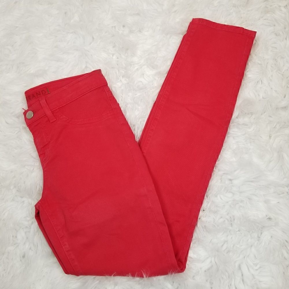 J Brand Womens Size 24 Skinny Leg Mid Rise Jeans in Bright Red Wash Stretch